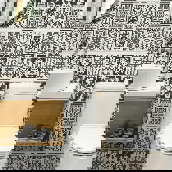 WALPLUS WT1571 - Ethor Dark Grey Mediterranean Wall Tile Sticker Set - 15 x 15 cm (6 x 6 in) - 24 pcs