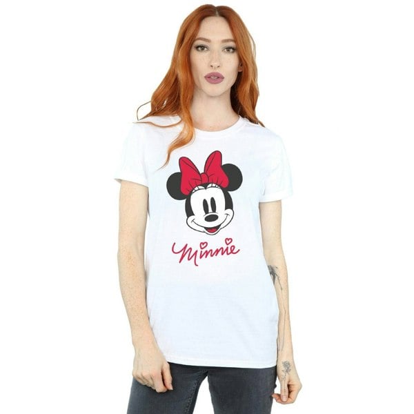 Disney Womens/Ladies Minnie Mouse Face Cotton Boyfriend T-Shirt - White