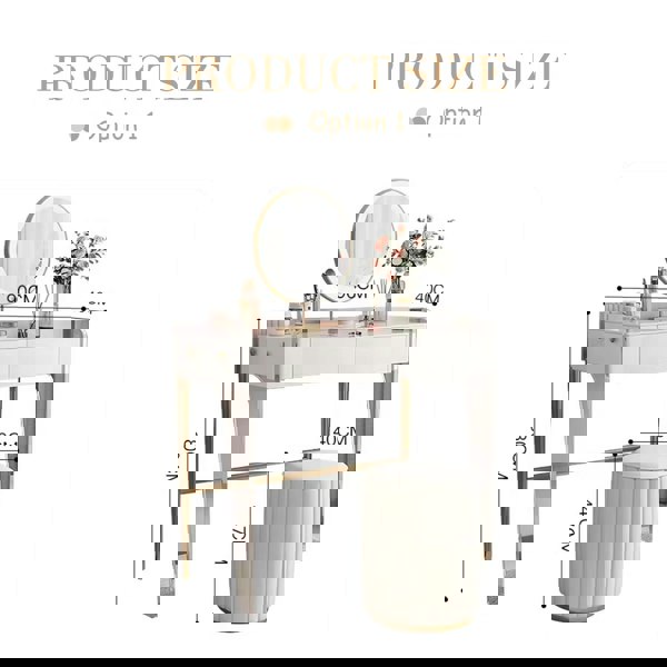 Elfriede Dressing Table, White-Rit Concept-120cm-With Stool-Rit Concept