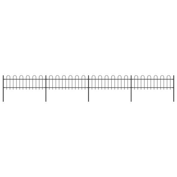 Berkfield Garden Fence with Hoop Top Steel 6.8x0.6 m Black