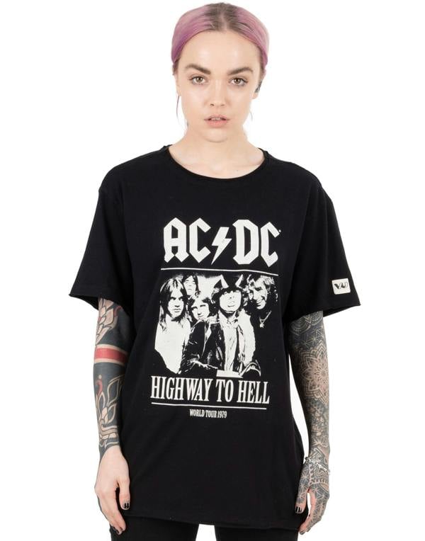 AC/DC Unisex Black Band Members Short Sleeved T-Shirt