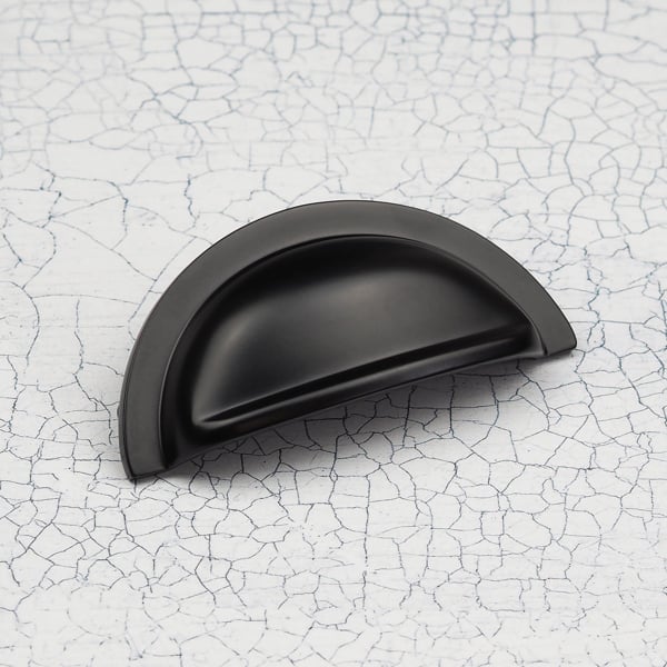 Handle & Home Matt Black Coordinating Tapered Handle, Cup Handle, and Coordinating Knob