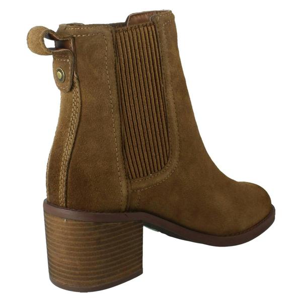 Clarks Ladies Clarks Block Heel Pull On Leather Ankle Boots Chamberly Top