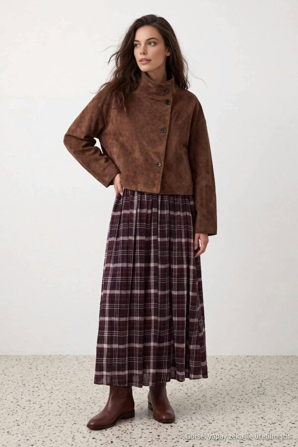 WOVCOR High Waist A-Line Maxi Skirt
