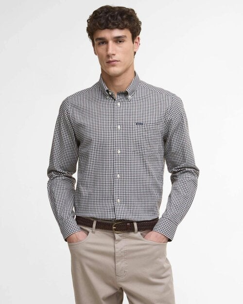 Barbour Padshaw Tailored Check Long-Sleeved Shirt - Green - Dark Oak