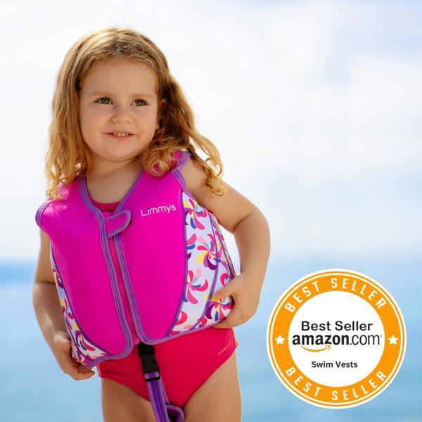 Limmys Premium Neoprene Swim Vest - Pink Windmill