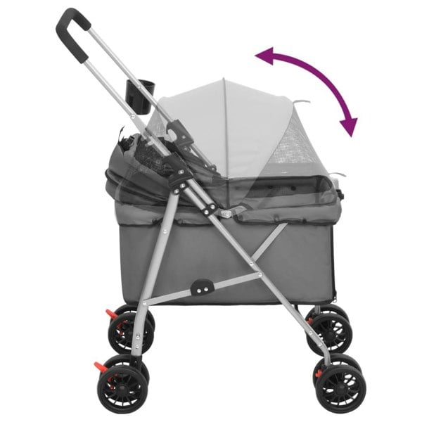Berkfield Folding Dog Stroller Grey 76x50x100 cm Oxford Fabric