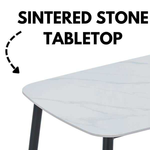 Core Products Aspen Rectangular Dining Table, White Sintered Stone