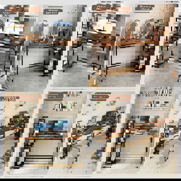 Levede Computer Desk Study Table Home Office Workstation with 4-Tier Shelf 160CM