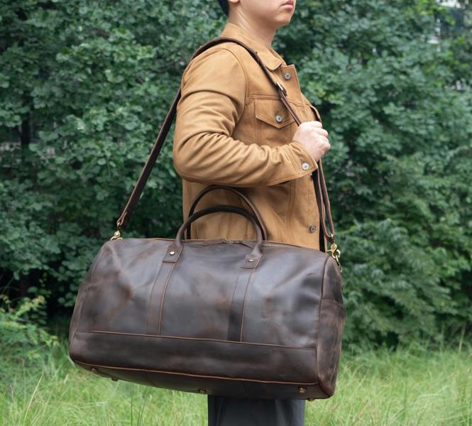 Touribag Genuine Leather Holdall Dark Brown