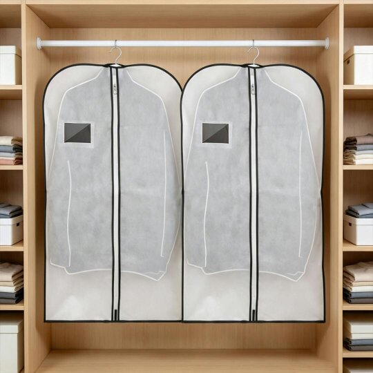 Havendro 2Pcs Breathable Garment Covers Suit Dress Coat Dust Protector Zip Bags