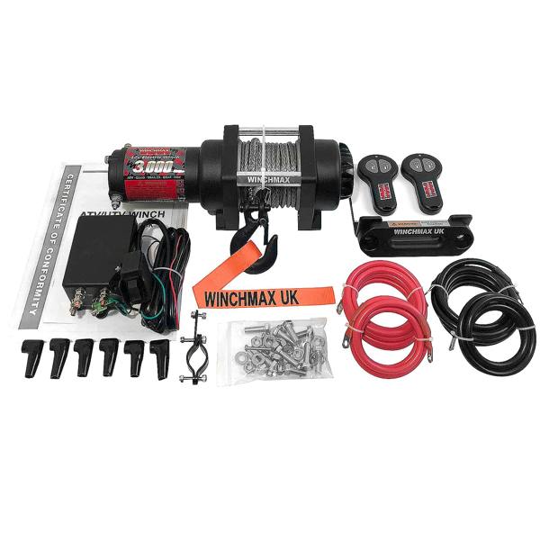 Winchmax 3,000lb (1,361kg) 12V Military Grade Winch 155m x 5mm Dyneema Rope, Remotes Boat Trailer, Marine