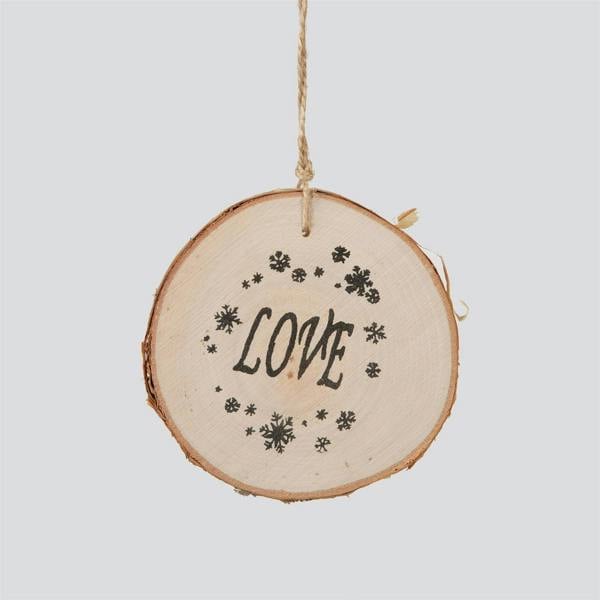 10cm Brown Wooden Christmas Hanging Ornament with Love Design, Hand Crafted for Seasonal Display image 1