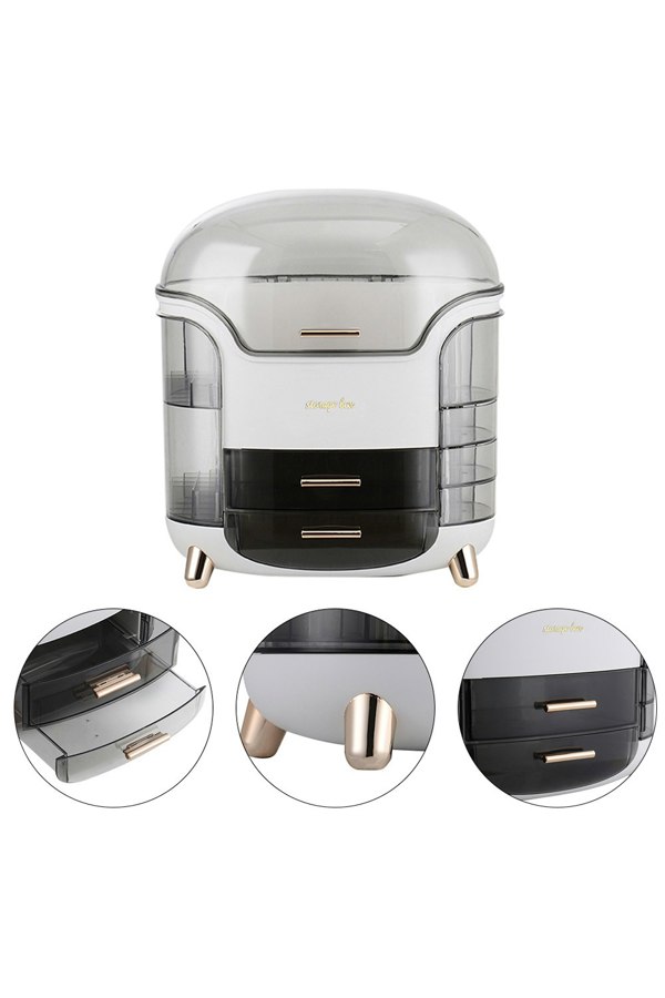 Living and Home Transparent Cosmetic Storage Box Desktop Makeup Drawer