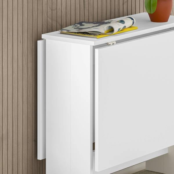 Decortie Artemio Foldable Table White Rectangular Shape Engineered Wood Folding Table 130(W)x76(D)x73.4(H)cm Kitchen Dining Room
