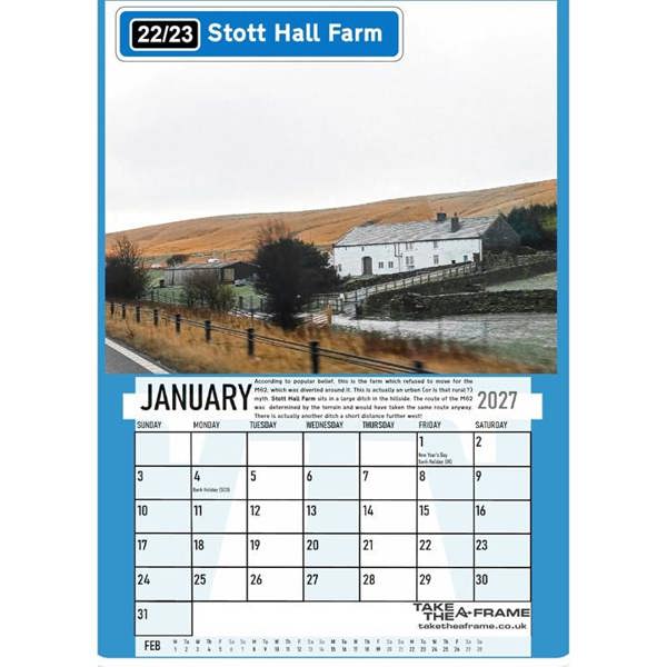 Views of the M62 A3 Calendar 2027, Wall Calendars, Month To View, Travel, Gift