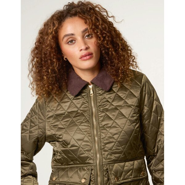 Blue Vanilla Diamond Quilted Cord Collar Coat