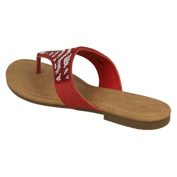Savannah Ladies Savannah Flat Diamante Toe Post Sandals