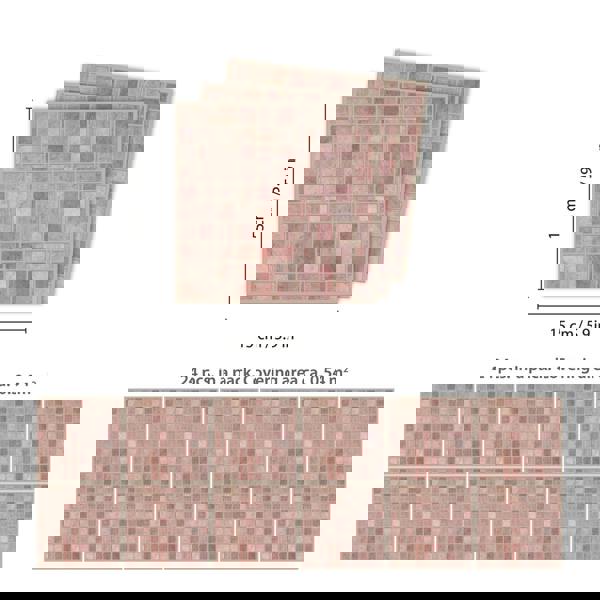 WT1590 - Vintage Pink Marble Mosaic Wall Tile Sticker Set - 15 x 15 cm (6 x 6 in) - 24 pcs