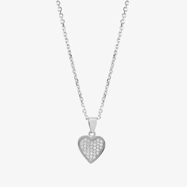 T. H. Baker Silver Pavé Heart Pendant and Earring Set SET7305