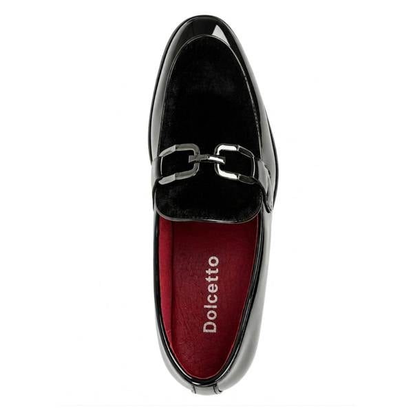 Dolcetto Men's Velvet Patent Slip-On Dress Loafers