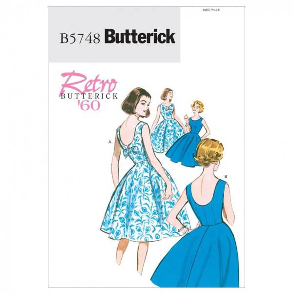 Butterick Sewing Pattern 5748, Dresses, Vintage Style for Women, 6-8-10-12-14 - Easy