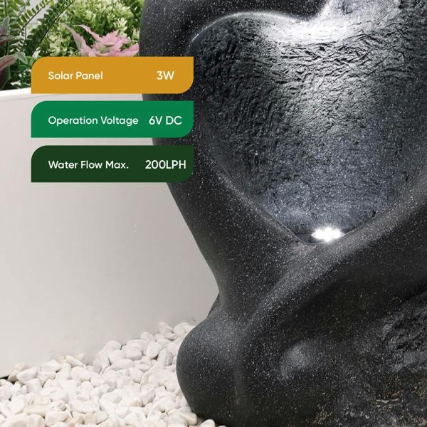 Gardenwize Solar Powered Carved Lovers Water Feature with LED Light & Battery Backup