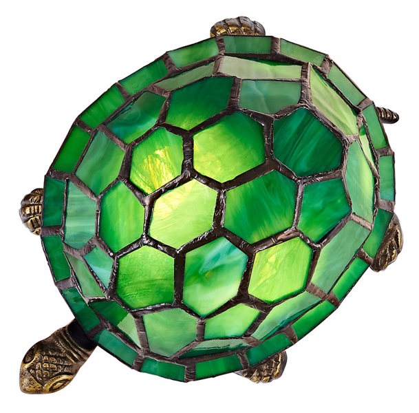 Beautifully Hand Crafted Green Glass Tortoise Tiffany Lamp Image 2