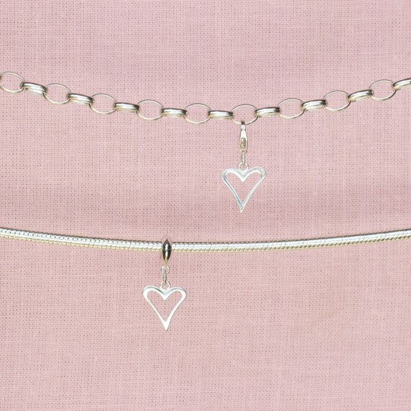 Sterling Silver Open Heart Charm - MYLEE London