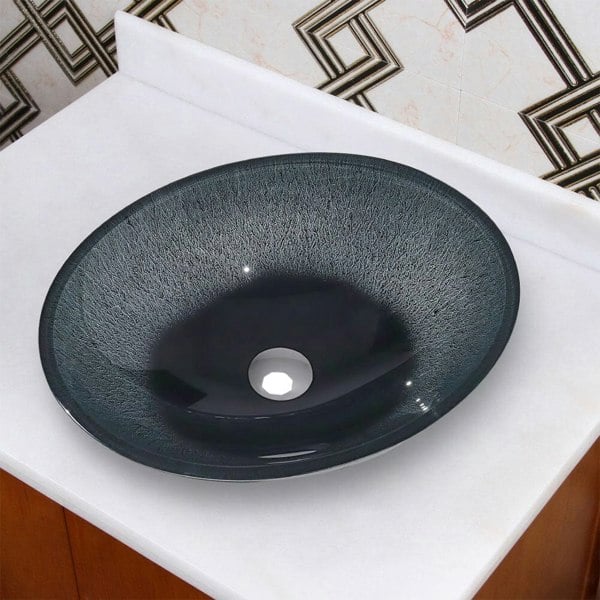 Oval Bathroom Art Tempered Glass Sink Bathroom Sinks Living and Home