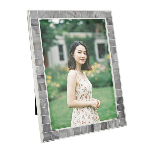 Beautiful Grey Mother of Pearl 5 x 7 Picture Frame with Nickel Trim Image 2