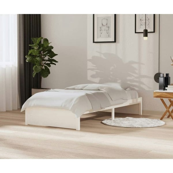 Berkfield Bed Frame White Solid Wood 90x200 cm