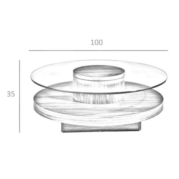 Angel Cerdá Round Tempered Glass and Walnut Coffee Table 2052