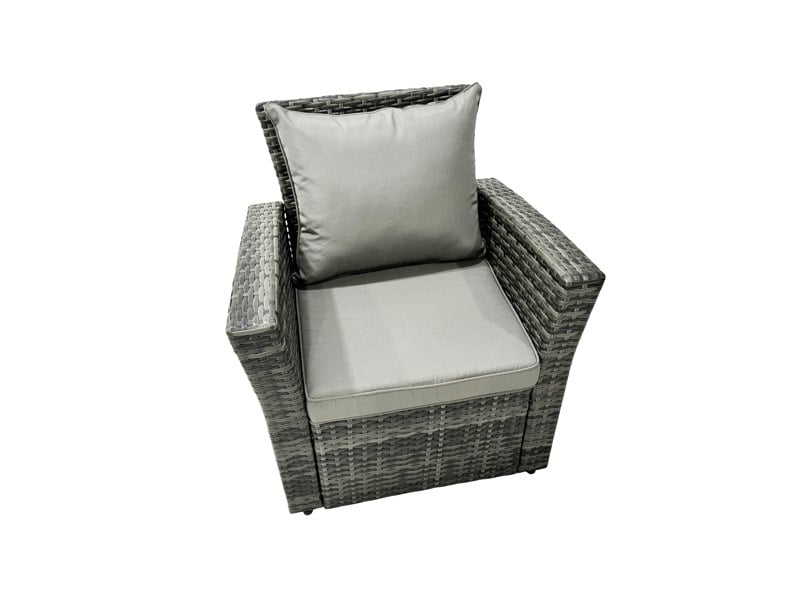 Fimous 9 Seat Poly Rattan Outdoor Patio Oblong Coffee Table Corner Sofa Set with Big Stool 2 Chairs for Garden Backyard Dark Grey Mixed