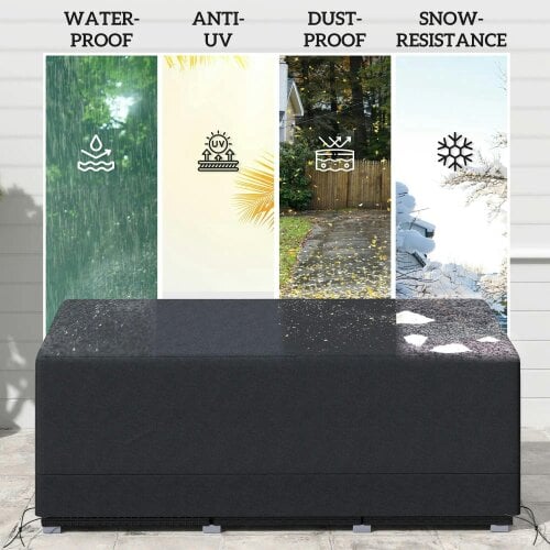Bobobiy Rectangular Garden Furniture Cover Waterproof for 3 Seater Sofa Bistro Set, 190 x 72 x 76cm, Black