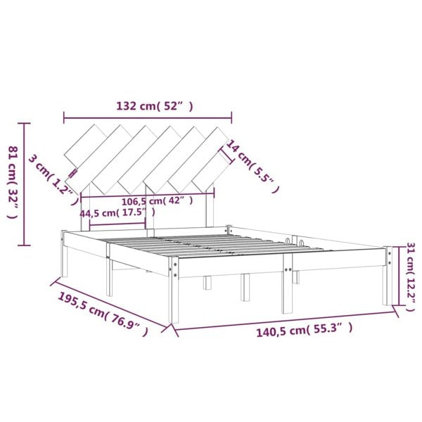 Berkfield Bed Frame 135x190 cm Double Solid Wood