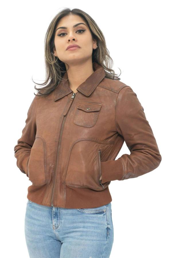 Infinity Leather Womens Leather MA-1 Varsity Jacket-Ann Arbor
