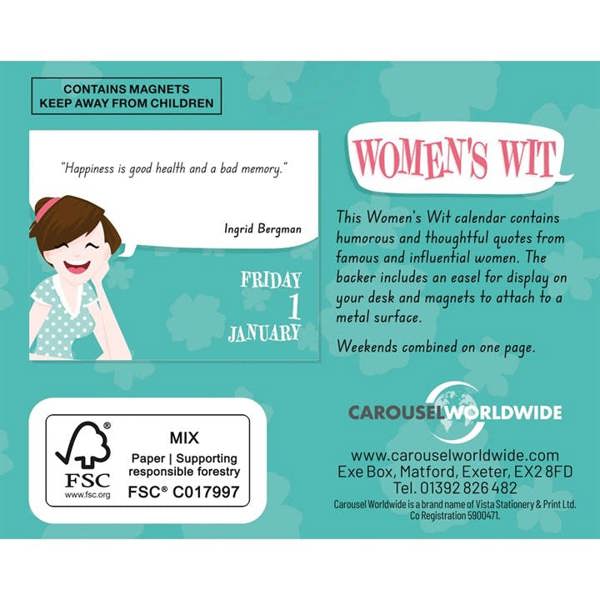 Women's Wit Mini Desk Calendar 2027, Desk Calendars, Day To View, Humour, Gift