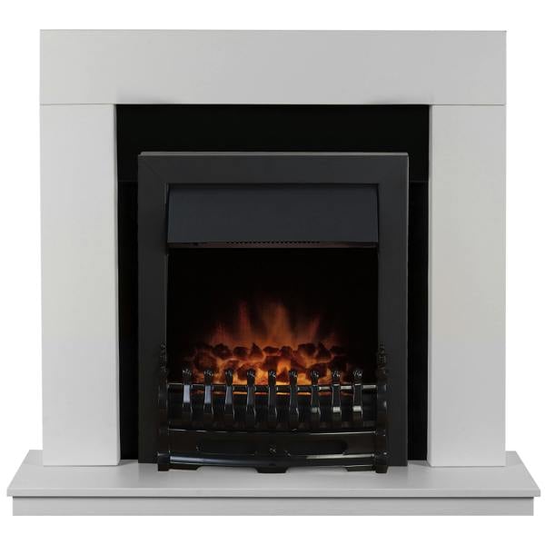 Adam Malmo Fireplace in White & Black with Blenheim Electric Fire in Black, 39 Inch