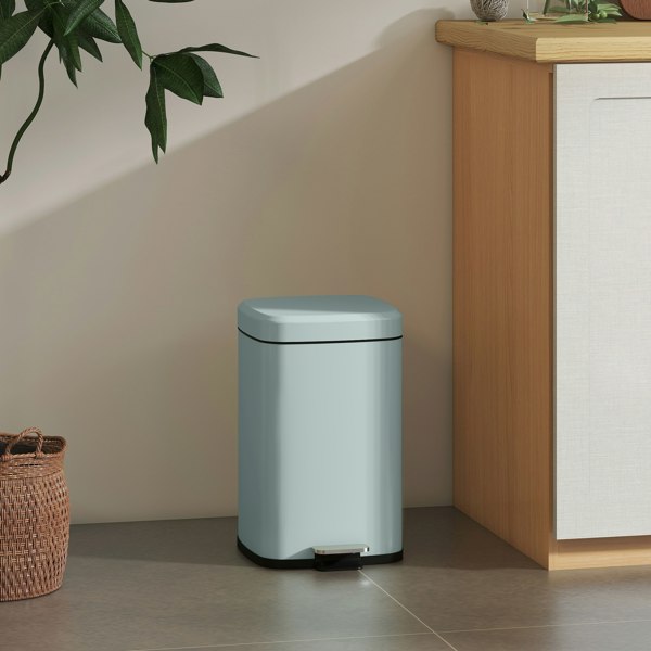 HOMCOM 12/20L Kitchen Pedal Bin Metal Rubbish Bin with Soft-close Lid