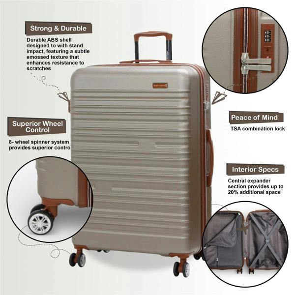 Snowball Expandable Hard Shell ABS Suitcase Set 8 Wheel Robust Travel Case Holiday Luggage