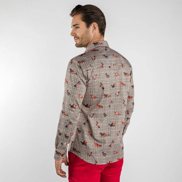 MUSTANGS ON PUPPYTOOTH BACKGROUND PRINT SHIRT - Premium Men's Patterned Shirt by Claudio Lugli | Bold Design, Tailored Fit, Best Printed Shirts