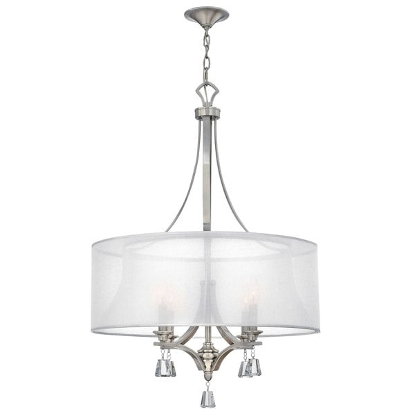 4 Bulb Chandelier Hanging Pendant LIght Brushed Nickel LED E14 60W Bulb Loops