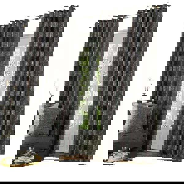 Paoletti Jupiter Chenille Eyelet Curtains - Graphite