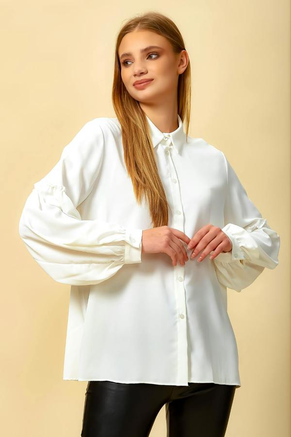 Hoxton Gal Patchwork Sleeves Shirt in White