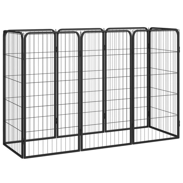 Berkfield 8-Panel Dog Playpen Black 50x100 cm Powder-coated Steel