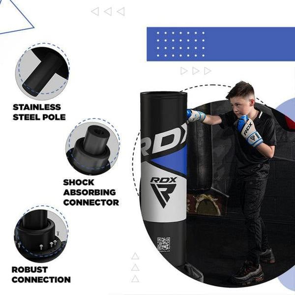 RDX Sports FREE STANDING KIDS PUNCH BAG BLUE-4FT + GLOVE J7 WHITE/BLUE-6OZ
