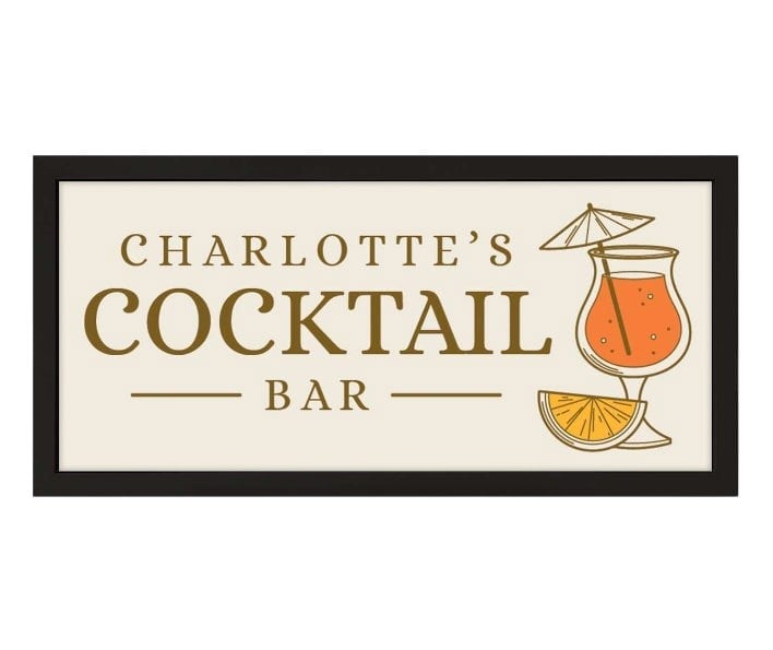 Personalised Wall Art Framed Print Home Cocktail Bar