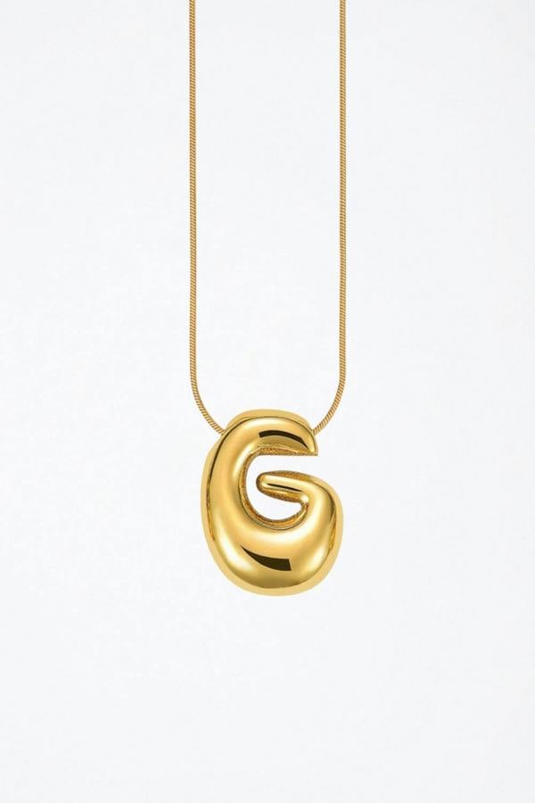 Serla Bubble Initial Gold Plated Necklace Letter G