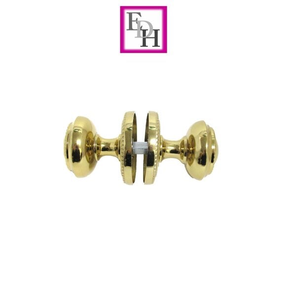 EDH Door Hardware Brass Plated Georgian Style Sprung Round Door Knob Set – Internal 1 Pair